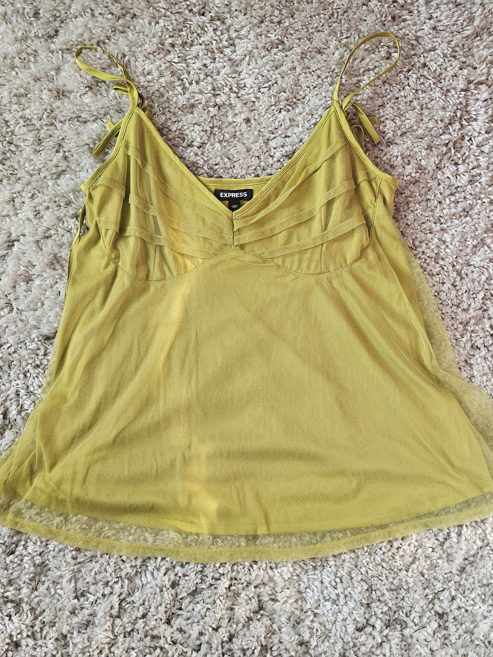 Express Yellow V-Neck Tiered Camisole with Adjustable Straps